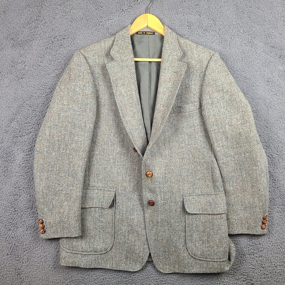 Orvis Harris Tweed Blazer Mens 40 Gray Wool Featherweight Sport Coat England